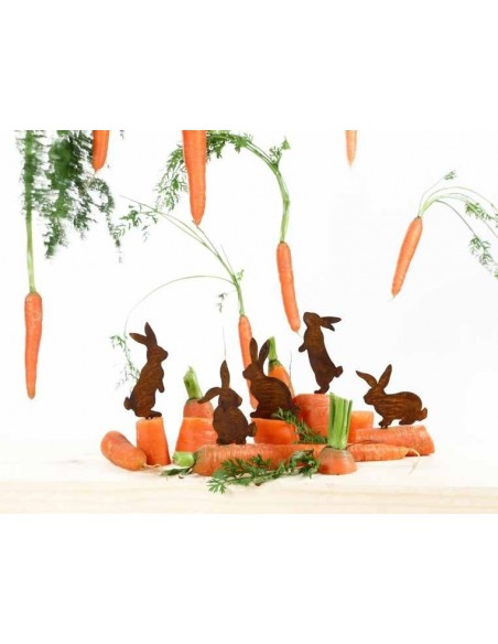 Edelrost Hasen Stecker im Set Gr. 1, 10 Stück, 2 je Sorte, Größe 6 - 7 cm ERostdeko rostig wunderschöne Dekoration Metall 