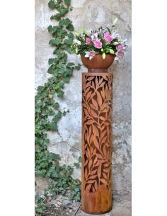 Edelrost Blätterranken Säule rund, Dekosäule  Gartenmetall Rostsäule  Leuchtsäule  Gartensäule   Rostoptik Rostpatina 2