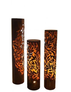 Edelrost Blätterranken Säule rund, Dekosäule  Gartenmetall Rostsäule  Leuchtsäule  Gartensäule   Rostoptik Rostpatina