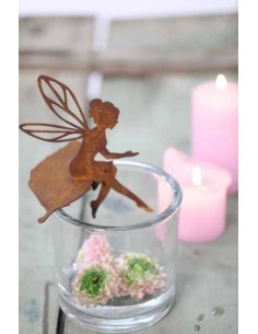 auf Blatt sitzende Fee aus Edelrost, Höhe 17 cm - Gartendeko für Zuhause und zum Verschenken 2