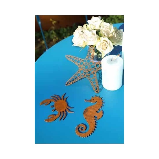 Edelrost Seepferdchen zum Hängen, Höhe 21 cm Rosig Rostdeko Rostschild Schild Wanddekoration Wandtatoo ausgelasert 