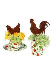 Edelrost Huhn Henne mini  mit  Stecker Höhe 10 cm Dekoidee und Geschenk Dekofigur für das Fensterbrett zu Ostern 2