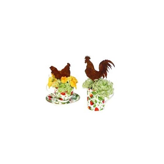 Edelrost Huhn Henne mini  mit  Stecker Höhe 10 cm Rosthenne Rosttier Dekofiguren Rostgockel