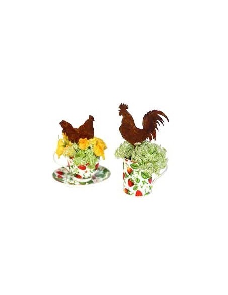 Edelrost Huhn Henne mini  mit  Stecker Höhe 10 cm Rosthenne Rosttier Dekofiguren Rostgockel