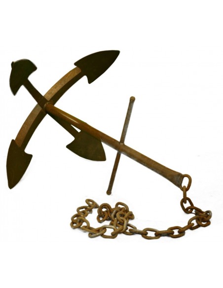 Edelrost Anker mit 4 Haken ( Flunken) und  Kette, Höhe 102 cm mediteran Schiff Meer Gartendeko Rostdeko Insel Seemann