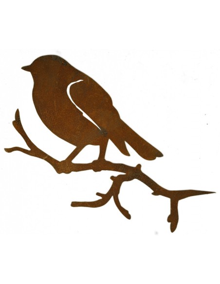 Vogel Meise auf Ast, zum Einstecken in Weichholz, Dekovogel Metallmichl