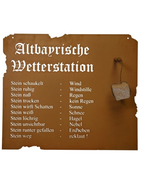 Altbayerische Wetterstation zum Hängen, 80 x 70 m inkl. Stein  Edelrost Rostdeko Wetter Vorhersage Regen nass Laser Spruch Altbayerische Wetterstation zum Hängen, 80 x 70 m inkl. Stein  Edelrost Rostdeko Wetter Vorhersage Regen nass Laser Spruch