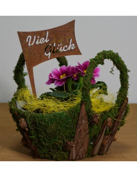 Topfstecker "Viel Glück " Roststecker Metallstecker Glücksbringer Edelrost rostig Metall Gartenstecker Blumenstecker 