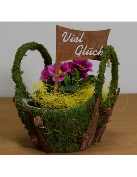 Topfstecker "Viel Glück " Roststecker Metallstecker Glücksbringer Edelrost rostig Metall Gartenstecker Blumenstecker 