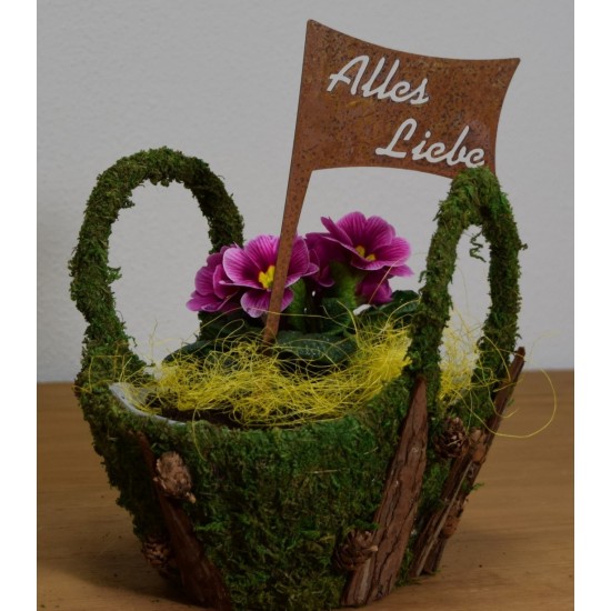 Topfstecker "Alles Liebe" Roststecker Edelrost rostig Blumenstecker