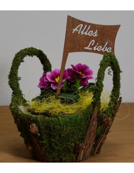 Topfstecker "Alles Liebe" Roststecker Edelrost rostig Blumenstecker
