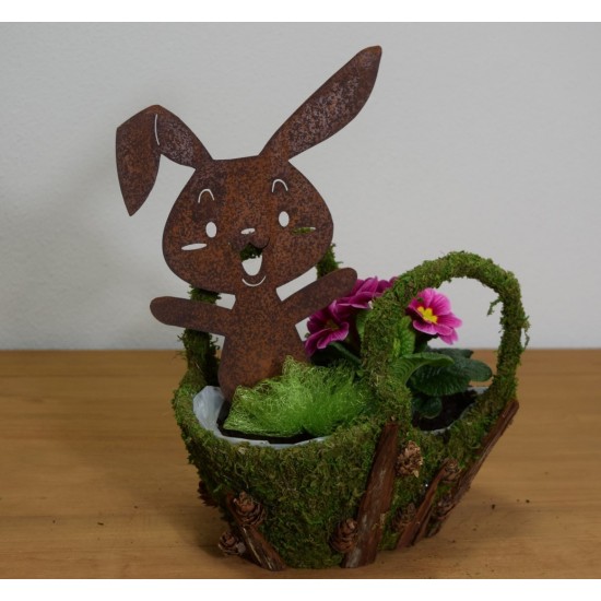 Metallsatz Rost Hase zum Festschrauben in Holz Roststecker Beetstecker Topfstecker rostig rost 