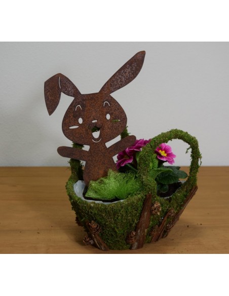 Metallsatz Rost Hase zum Festschrauben in Holz Roststecker Beetstecker Topfstecker rostig rost 