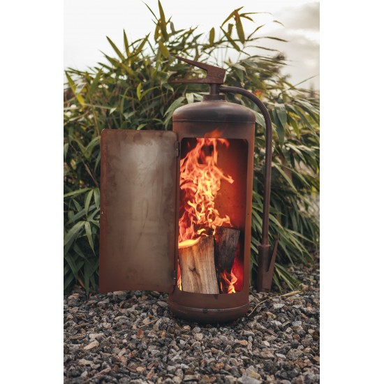 Feuerschale robust Feuerkorb 'Feuerlöscher' als Feuerstelle aufklappbar Höhe 89 cm METALLMICHL