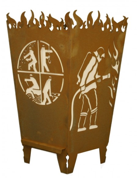 Edelrost Feuerkorb eckig 'Florian' Höhe 68 cm - die Feuerstelle für den schöne Grillabend