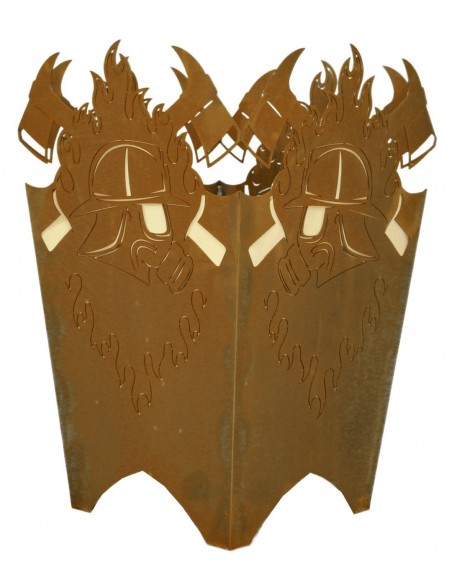 Edelrost Feuerkorb eckig 'Atemschutz' Höhe 65 cm Edelstahl Feuerstelle mit Logo Floriansjünger Edelrost Feuerkorb eckig 'Atemschutz' Höhe 65 cm Edelstahl Feuerstelle mit Logo Floriansjünger