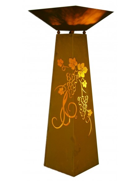 Edelrost Säule Trapez 'Traubenmuster' Höhe 116,5 cm inkl. Schale- die Rostsäule zum Beleuchten, schönes Ambiente