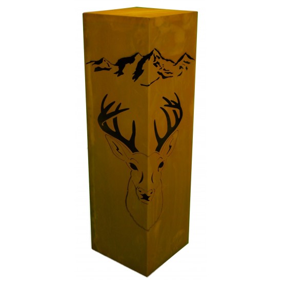 Edelrost Säule eckig 'Hirsch' Höhe 100 cm - die dekorative Rostsäule für ihre Gartenideen