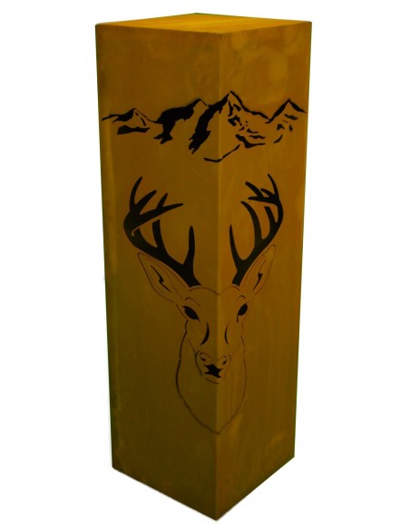 Edelrost Säule eckig 'Hirsch' Höhe 100 cm - die dekorative Rostsäule für ihre Gartenideen