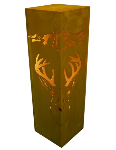 Edelrost Säule eckig 'Hirsch' Höhe 100 cm - Gartengestaltung aus rostigem Metall