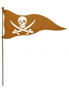 Edelrost Gartenstab 'Piratenflagge' auf 100 cm Stab - stylische Deko in Ihrem Garten aus rostigem Metall