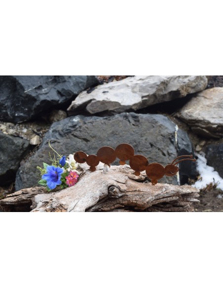 Edelrost Metallsatz Gartenwurm als Baumstecker, zum Einschrauben in Holz,Höhe 9 cm Gartenstecker für Ihr Blumenbeet und Zaun