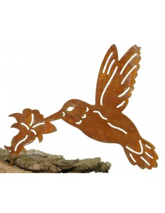 Metallsatz Kolibri als Baumstecker, zum Einschrauben in Holz, Höhe 16 cm Weichholz für tolle Gartenideen