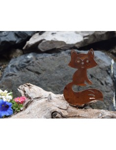 Metallsatz Fuchs als Baumstecker, zum Einschrauben in Holz, Höhe 16 cm Gartenstecker für Ihr Blumenbeet und Zaun 2