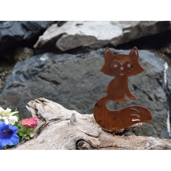 Metallsatz Fuchs als Baumstecker, zum Einschrauben in Holz, Höhe 16 cm Weichholz für tolle Gartenideen