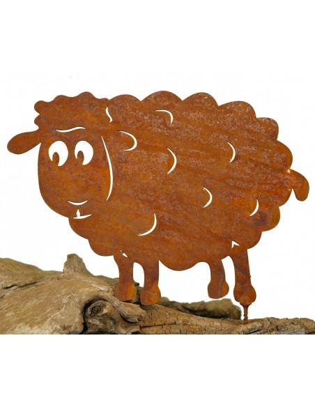 Metallsatz Schaf als Baumstecker, zum Einschrauben in Holz, Höhe 14,5 cm Weichholz für tolle Gartenideen