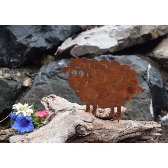Metallsatz Schaf als Baumstecker, zum Einschrauben in Holz, Höhe 14,5 cm Gartenstecker für Ihr Blumenbeet und Zaun