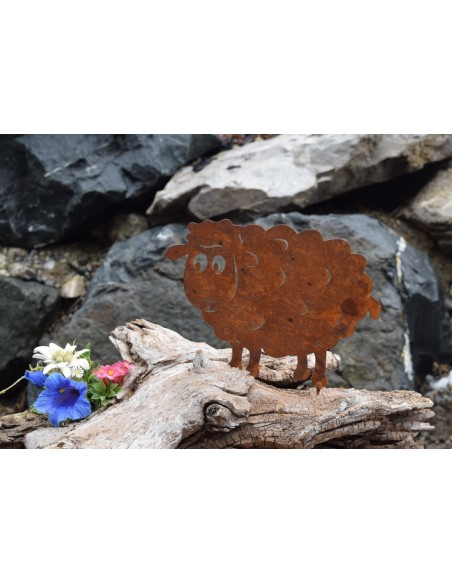 Metallsatz Schaf als Baumstecker, zum Einschrauben in Holz, Höhe 14,5 cm Gartenstecker für Ihr Blumenbeet und Zaun