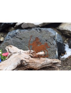 Metallsatz Sternzeichen 'Schütze' als Baumstecker, zum Einschrauben in Holz, aus Edelrost, Gartenstecker 2
