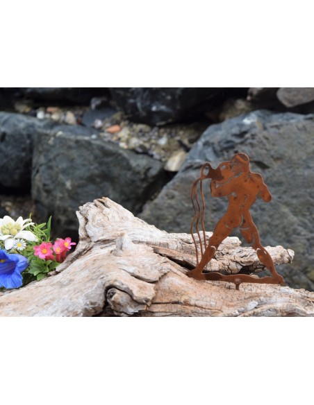 Metallsatz Sternzeichen 'Wassermann' als Baumstecker, zum Einschrauben in Holz, aus Edelrost,für Ihr Blumenbeet
