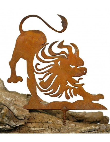 Metallsatz Sternzeichen 'Löwe' als Baumstecker, zum Einschrauben in Holz, Höhe 12 cm aus Edelrost, Gartenstecker Metallsatz Sternzeichen 'Löwe' als Baumstecker, zum Einschrauben in Holz, Höhe 12 cm aus Edelrost, Gartenstecker