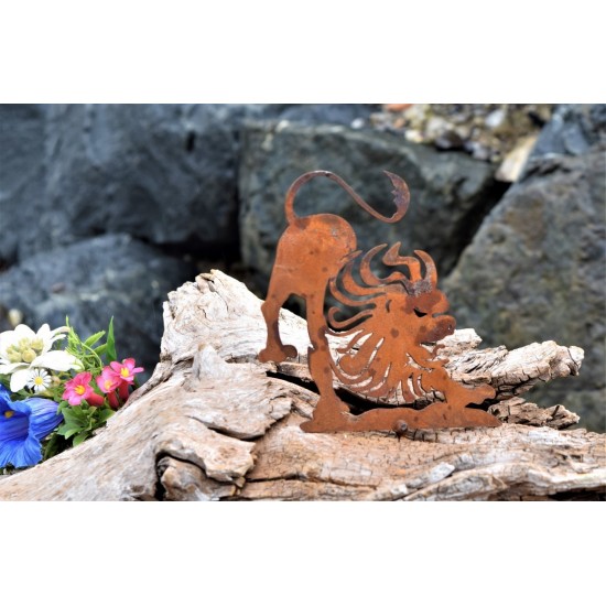 Metallsatz Sternzeichen 'Löwe' als Baumstecker, zum Einschrauben in Holz, Höhe 12 cm aus Edelrost,für Ihr Blumenbeet
