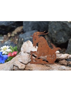 Metallsatz Sternzeichen 'Steinbock' als Baumstecker, zum Einschrauben in Holz, Höhe 12 cm aus Edelrost, Gartenstecker 2