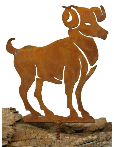 Metallsatz Sternzeichen 'Widder' als Baumstecker, zum Einschrauben in Holz, Höhe 12 cm Edelrost, Gartenstecker