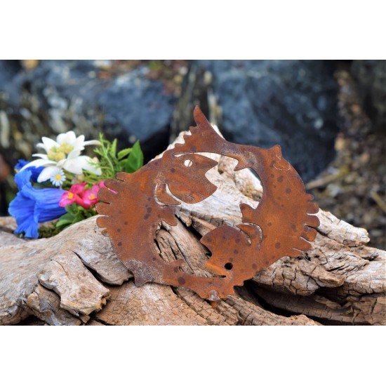 Metallsatz Sternzeichen 'Fisch' als Baumstecker, zum Einschrauben in Holz, Höhe 11 cm Edelrost, Blumenbeet