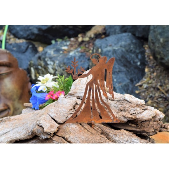 Metallsatz Sternzeichen 'Jungfrau' als Baumstecker, zum Einschrauben in Holz, Höhe 12 cm Edelrost, für Ihr Blumenbeet