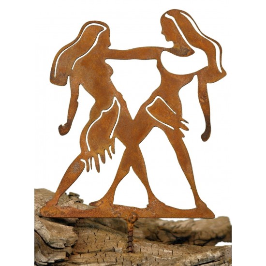 Metallsatz Sternzeichen 'Zwilling' als Baumstecker, zum Einschrauben in Holz, Höhe 12 cm Edelrost, Gartenstecker