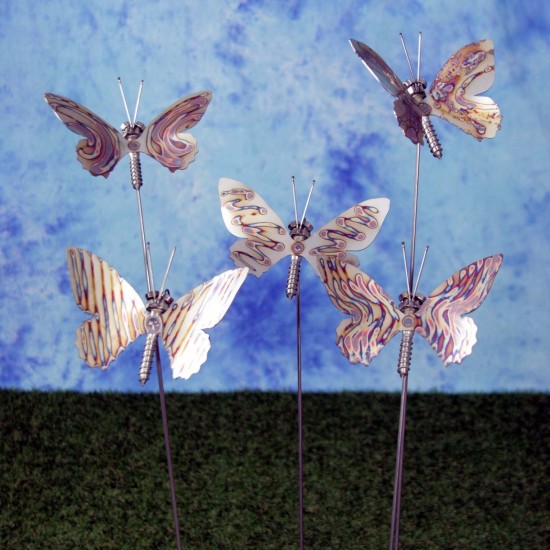 Edelstahl Schrauben 'Schmetterling' mit geflammten Muster Schraubentier Schrauben Unikat