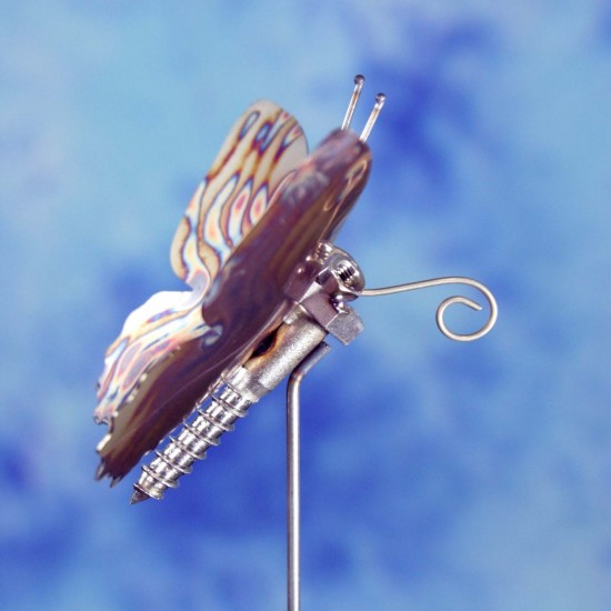 Edelstahl Schrauben 'Schmetterling' mit geflammten Muster Schraubenfalter tolle Gartendeko