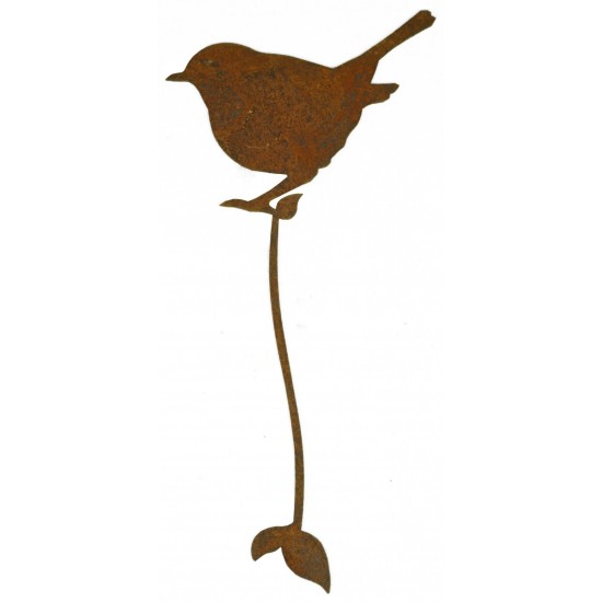 Edelrost Vogel 'Zaunkönig stehend' mit Befestigungsband für Ast Höhe 10,5 cm Rostvogel rostig Metallmichl Gartendeko