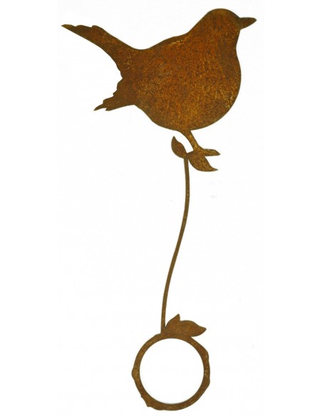Edelrost Vogel 'dicke Amsel ' für Ast Höhe 13 cm und Teelichthalterung für Ihre Gartendeko als Gestaltungsidee
