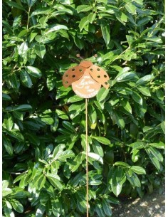 Rost Gartenstab Marienkäfer Höhe 20 cm - Mein Garten ist mein Himmelreich Edelrost Deko für Ihren Garten 2
