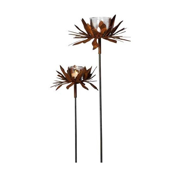 Glas Teelicht Höhe für Roststecker 6,7  Ø 5,5 cm als Zubehör für Gartenstecker und Tischdeko