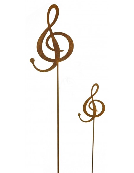 Edelrost Notenschlüssel zum Stecken Höhe 25 cm - für Heim und Garten aus rostigem Metall für Musikfreunde