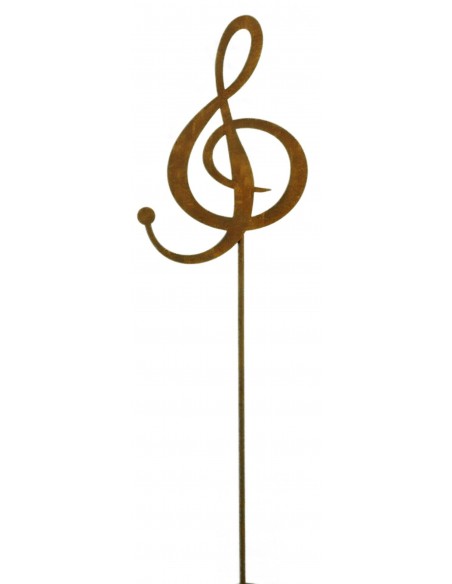 Edelrost Notenschlüssel zum Stecken für Heim und Garten aus rostigem Metall für Musikfreunde