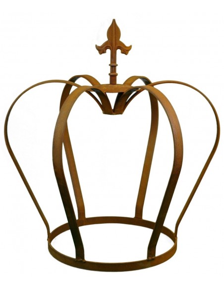 Edelrost Krone mit Lilienspitze Höhe 52 cm - königliche Deko für den Garten von Metallmichl aus rostigem Metall